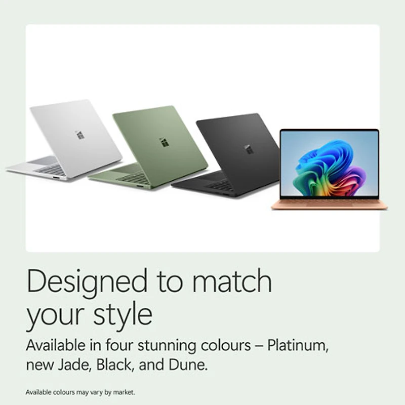 Portable à écran tactile Microsoft Surface de 13,8 po, PC Copilot+ (Snapdragon X2 Elite/16 Go RAM/512 Go SSD) - 2026 - Jade - Anglais