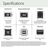 Portable à écran tactile Microsoft Surface de 13,8 po, PC Copilot+ (Snapdragon X2 Elite/16 Go RAM/512 Go SSD) - 2026 - Jade - Anglais