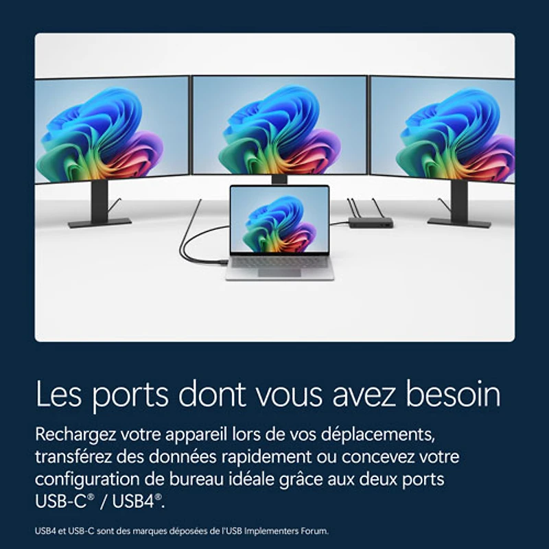 Portable à écran tactile Microsoft Surface 13,8 po PC Copilot+ (Snapdragon X2 Plus/16 Go RAM/512 Go SSD) - 2026 - Platine - Anglais
