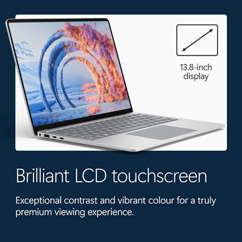 Portable à écran tactile Microsoft Surface 13,8 po PC Copilot+ (Snapdragon X2 Plus/16 Go RAM/512 Go SSD) - 2026 - Platine - Anglais