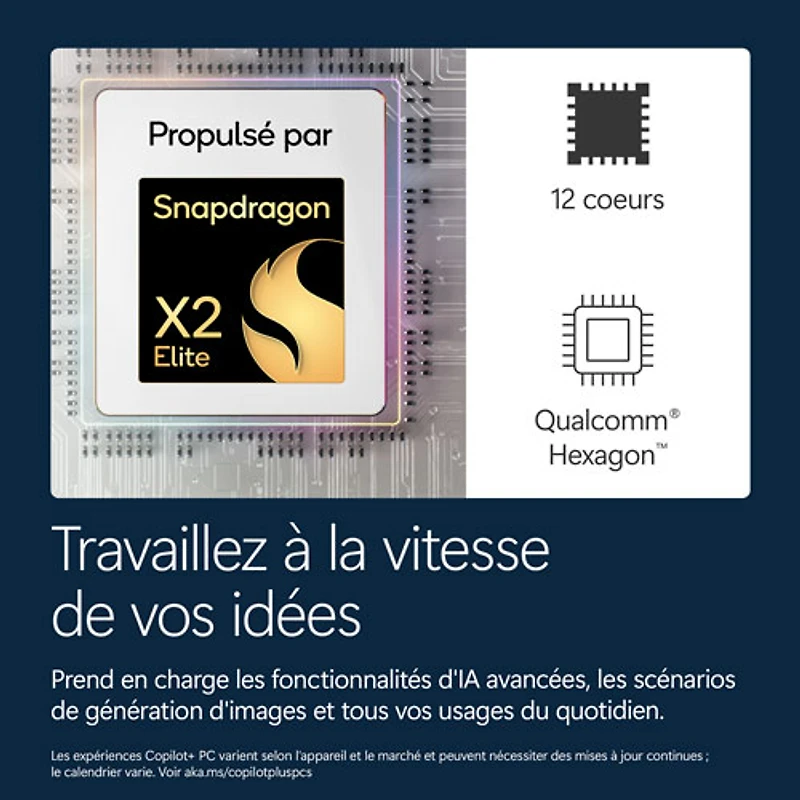 Tablette Microsoft Surface Pro (OLED) de 13 po, PC Copilot+, 512 Go avec Snapdragon X Elite/mémoire vive de 16 Go (2026) - Platine - Appareil seulement