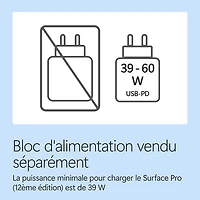 Tablette Microsoft Surface Pro (OLED) de 13 po, PC Copilot+, 512 Go avec Snapdragon X Elite/mémoire vive de 16 Go (2026) - Noir - Appareil seulement