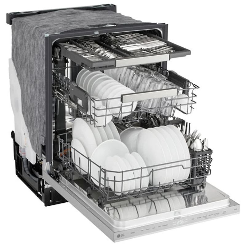 Lave-vaisselle encastrable 24 po 46 dB avec 3e panier de LG (LDNPQ555S) - Acier inoxydable