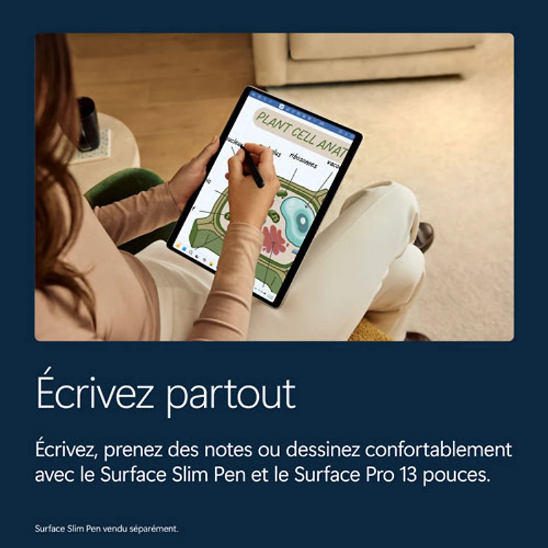 Tablette Microsoft Surface Pro (LCD) de 13 po, PC Copilot+, 512 Go avec Qualcomm Snapdragon X2 Plus/mémoire vive de 16 Go (2026) - Platine - Appareil seulement