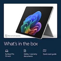 Tablette Microsoft Surface Pro (LCD) de 13 po, PC Copilot+, 512 Go avec Qualcomm Snapdragon X2 Plus/mémoire vive de 16 Go (2026) - Platine - Appareil seulement