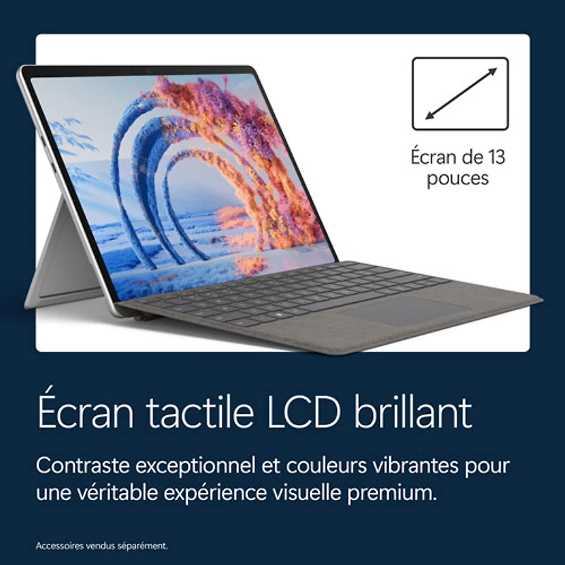 Tablette Microsoft Surface Pro (LCD) de 13 po, PC Copilot+, 512 Go avec Qualcomm Snapdragon X2 Plus/mémoire vive de 16 Go (2026) - Platine - Appareil seulement