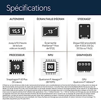 Tablette Microsoft Surface Pro (LCD) de 13 po, PC Copilot+, 512 Go avec Qualcomm Snapdragon X2 Plus/mémoire vive de 16 Go (2026) - Platine - Appareil seulement