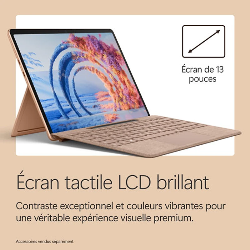Tablette Microsoft Surface Pro (LCD) de 13 po, PC Copilot+, 512 Go avec Qualcomm Snapdragon X2 Plus/mémoire vive de 16 Go (2026) - Dune - Appareil seulement
