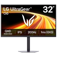 LG UltraGear G6 32" WQHD 200Hz 1ms GTG IPS LED G-Sync FreeSync Gaming Monitor (32G620B) - Black
