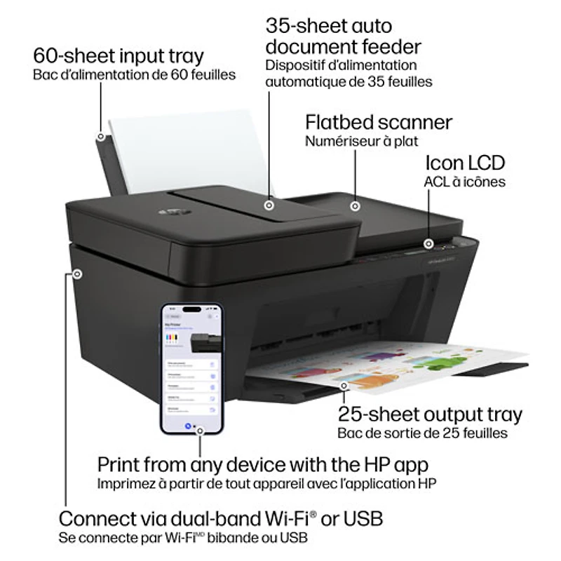 Imprimante à jet d'encre tout-en-un sans fil DeskJet 4352 de HP - Noir