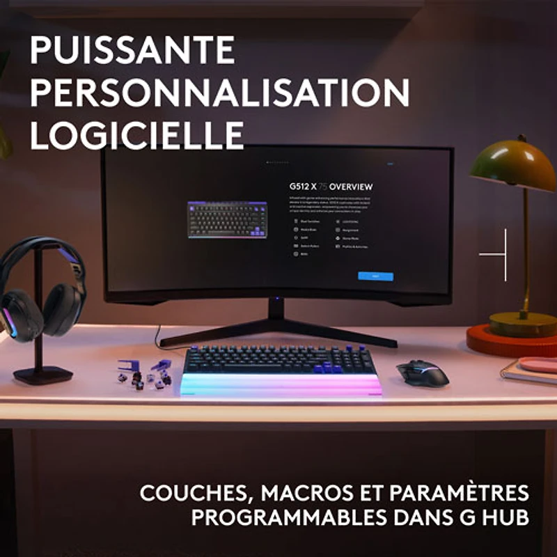 Clavier de jeu mécanique pleine grandeur analogique rétroéclairé à touches linéaires DUAL SWAP TMR G G512 X 98 de Logitech - Anglais