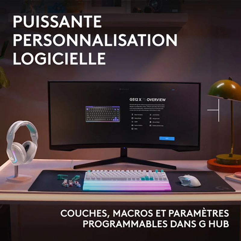 Clavier de jeu mécanique pleine grandeur analogique rétroéclairé à touches linéaires DUAL SWAP TMR G G512 X 98 de Logitech - Blanc - Anglais