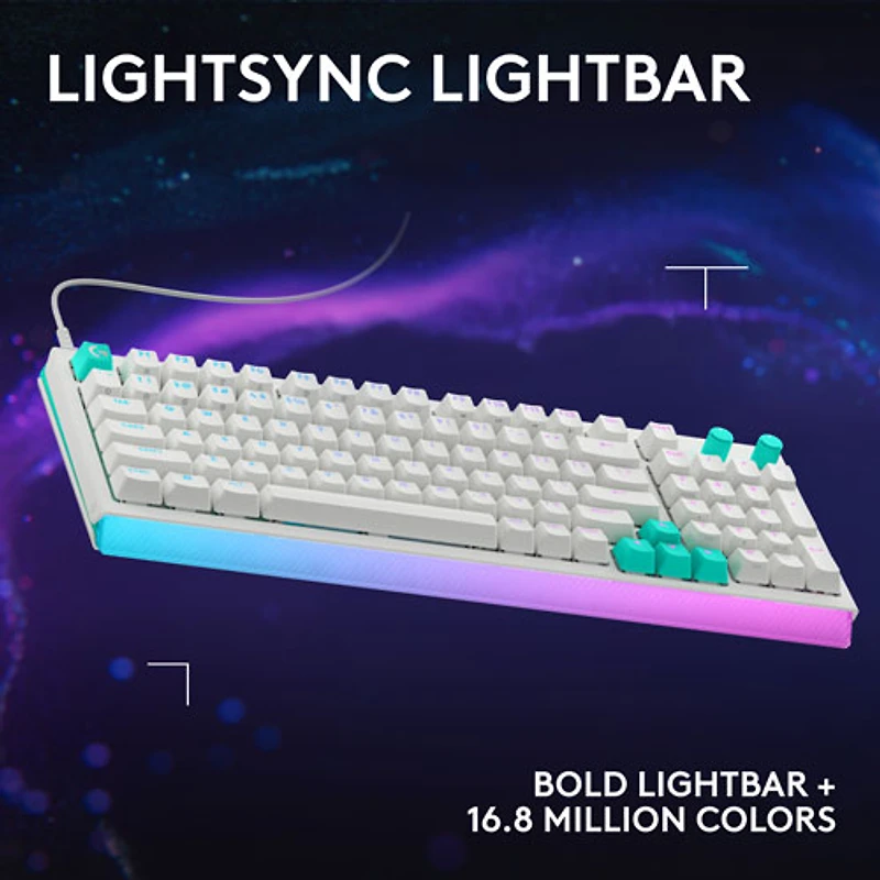 Clavier de jeu mécanique pleine grandeur tactile et analogique rétroéclairé DUAL SWAP TMR G G512 X 98 de Logitech - Blanc - Anglais