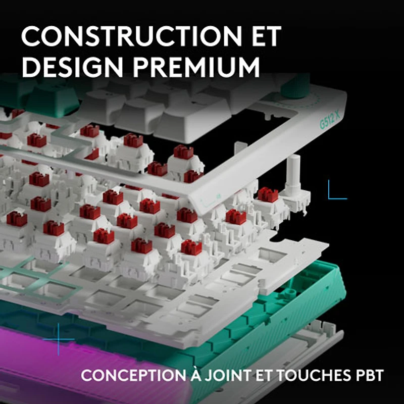 Clavier de jeu mécanique pleine grandeur tactile et analogique rétroéclairé DUAL SWAP TMR G G512 X 98 de Logitech - Blanc - Anglais
