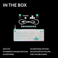 Clavier de jeu mécanique pleine grandeur tactile et analogique rétroéclairé DUAL SWAP TMR G G512 X 98 de Logitech - Blanc - Anglais