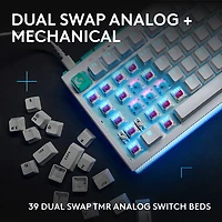Clavier de jeu mécanique tactile et analogique rétroéclairé DUAL SWAP TMR G G512 X 75 format 75 % de Logitech - Blanc - Anglais
