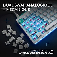 Clavier de jeu mécanique tactile et analogique rétroéclairé DUAL SWAP TMR G G512 X 75 format 75 % de Logitech - Blanc - Anglais