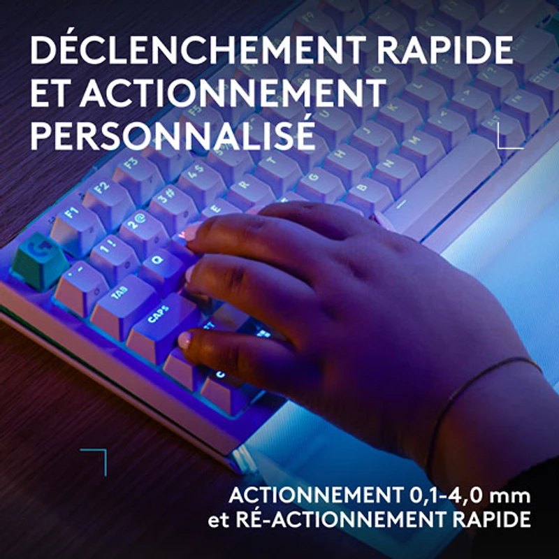 Clavier de jeu mécanique tactile et analogique rétroéclairé DUAL SWAP TMR G G512 X 75 format 75 % de Logitech - Blanc - Anglais