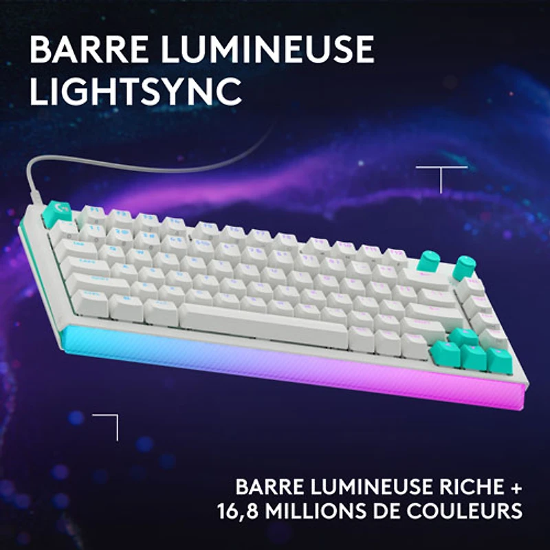 Clavier de jeu mécanique tactile et analogique rétroéclairé à touches linéaires DUAL SWAP TMR G G512 X 75 format 75 % de Logitech - Blanc - Anglais