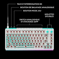 Clavier de jeu mécanique tactile et analogique rétroéclairé à touches linéaires DUAL SWAP TMR G G512 X 75 format 75 % de Logitech - Blanc - Anglais