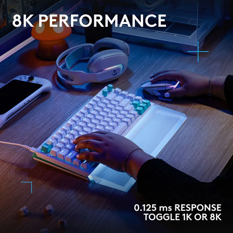 Clavier de jeu mécanique tactile et analogique rétroéclairé à touches linéaires DUAL SWAP TMR G G512 X 75 format 75 % de Logitech - Blanc - Anglais