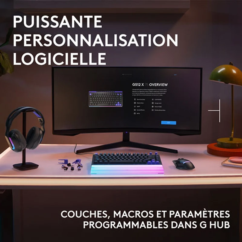 Clavier de jeu mécanique tactile et analogique rétroéclairé DUAL SWAP TMR G G512 X 75 format 75 % de Logitech - Anglais