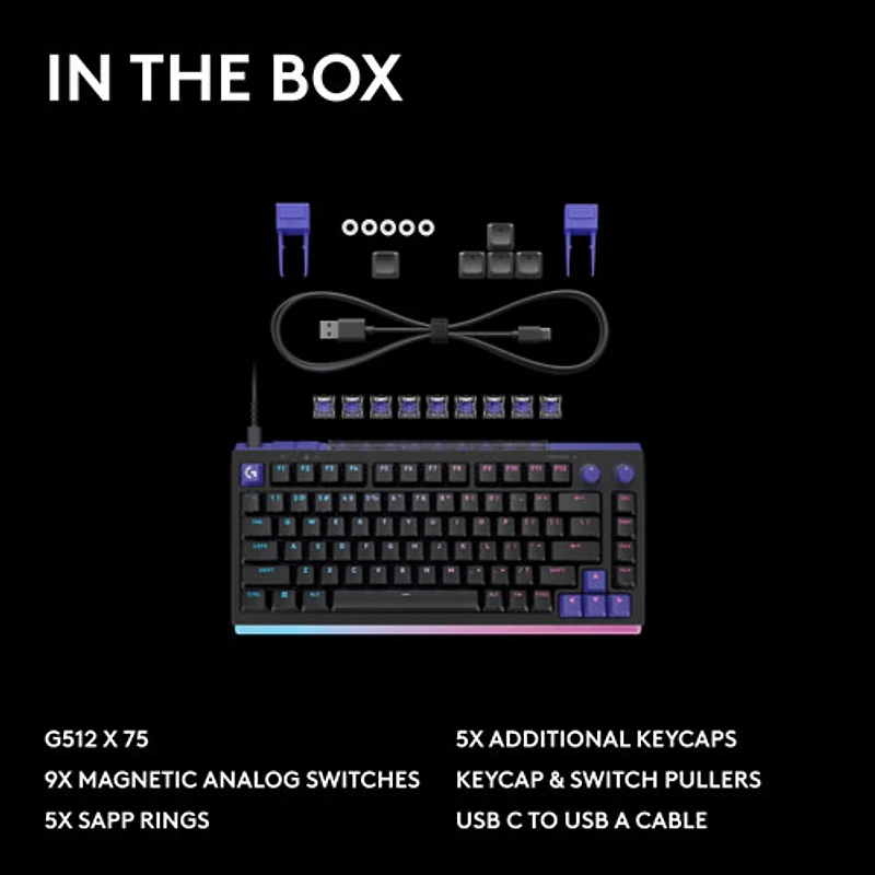 Clavier de jeu mécanique tactile et analogique rétroéclairé DUAL SWAP TMR G G512 X 75 format 75 % de Logitech - Anglais