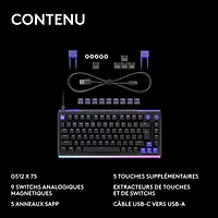 Clavier de jeu mécanique tactile et analogique rétroéclairé DUAL SWAP TMR G G512 X 75 format 75 % de Logitech - Anglais