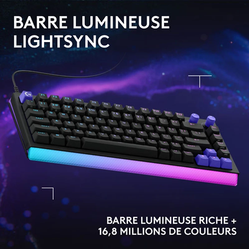Clavier de jeu mécanique et analogique rétroéclairé à touches linéaires DUAL SWAP TMR G G512 X 75 format 75 % de Logitech - Anglais