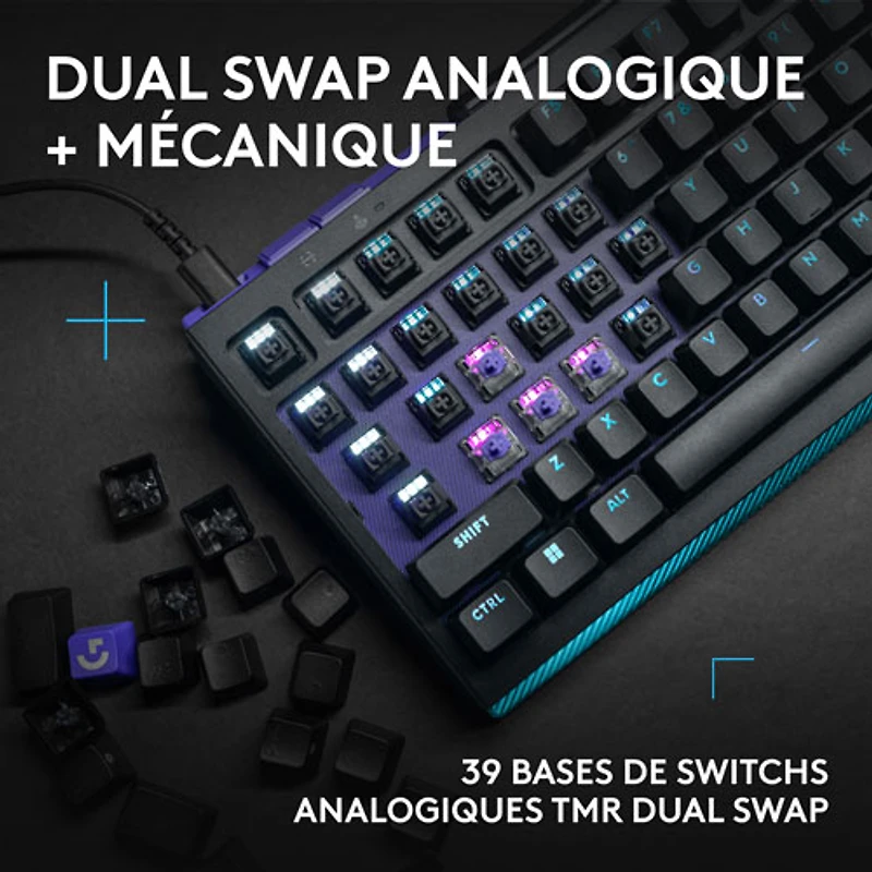 Clavier de jeu mécanique et analogique rétroéclairé à touches linéaires DUAL SWAP TMR G G512 X 75 format 75 % de Logitech - Anglais