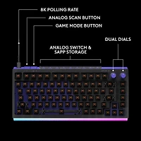 Clavier de jeu mécanique et analogique rétroéclairé à touches linéaires DUAL SWAP TMR G G512 X 75 format 75 % de Logitech - Anglais