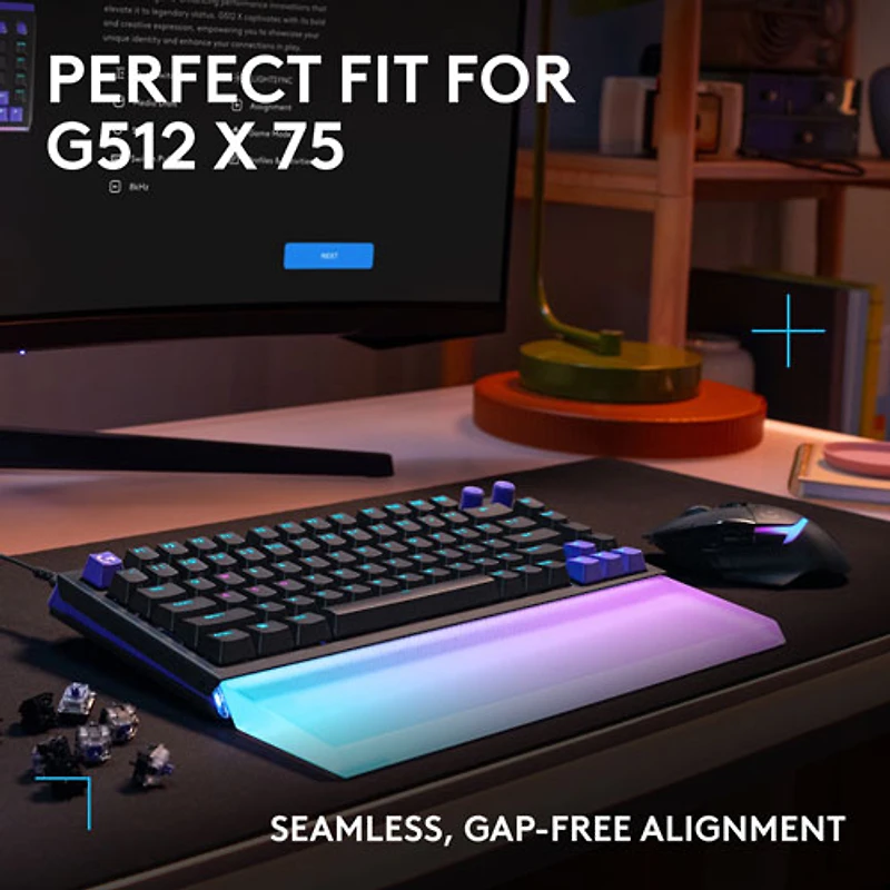 Logitech G G512 X 75 LIGHTSYNC Lightbar-Amplifying Palm Rest - Transparent
