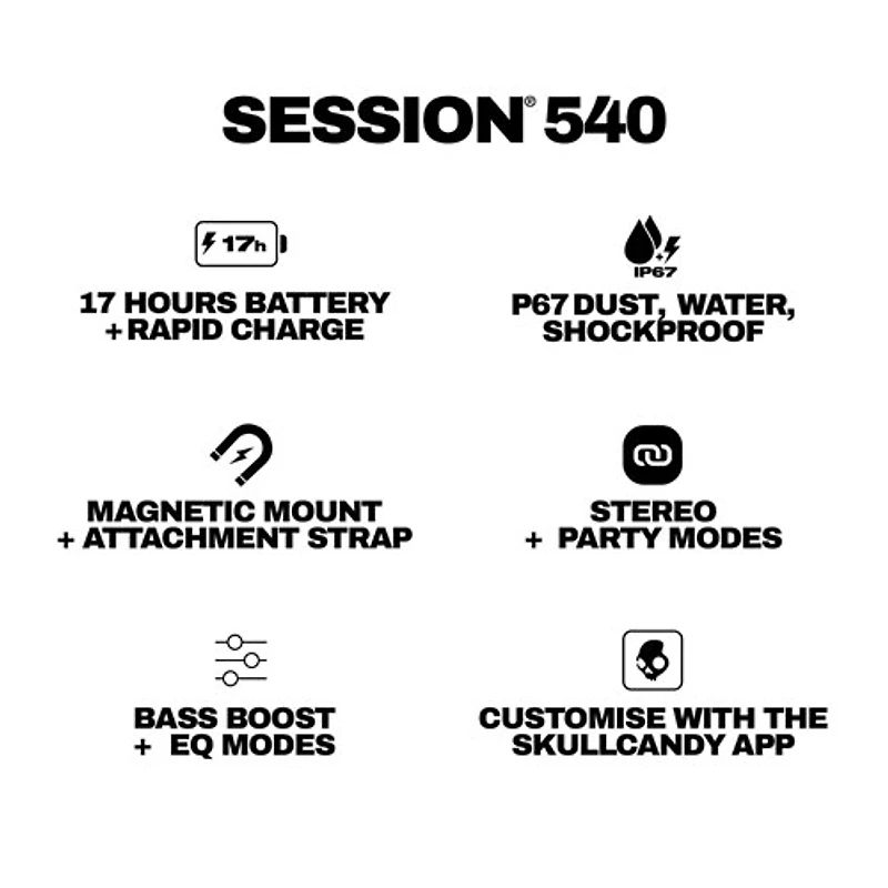 Skullcandy Session 540 Splashproof Bluetooth Wireless Speaker - Cement