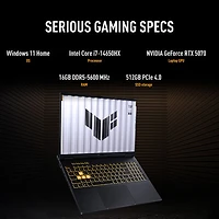 ASUS TUF Gaming F16 16" Gaming Laptop - Jaeger Gray (Intel Core i7 14650HX/16GB RAM/512GB SSD/GeForce RTX 5070)
