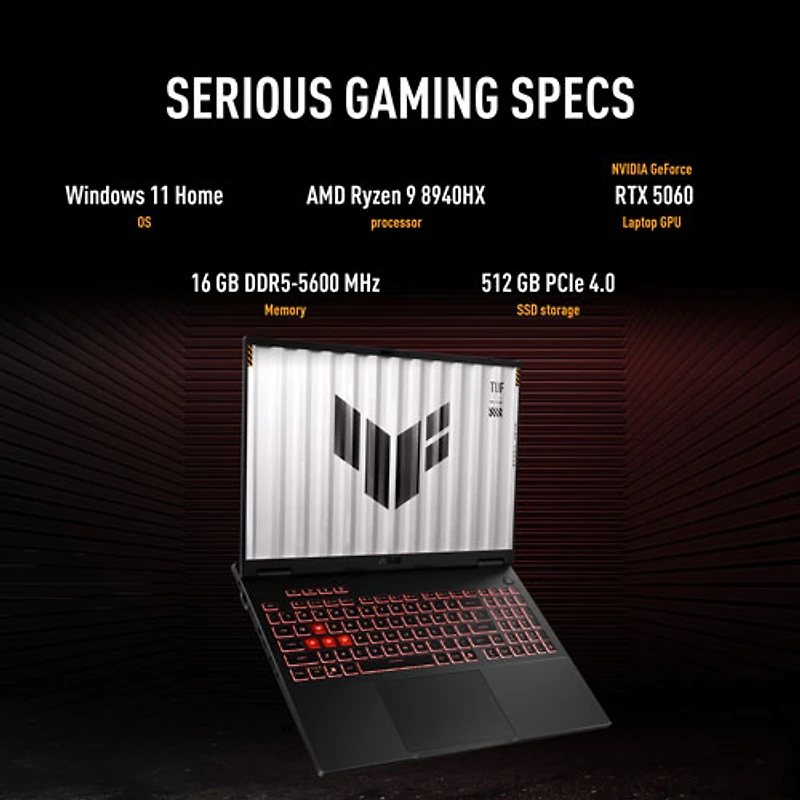 ASUS TUF Gaming A16 16" Gaming Laptop - Jaeger Gray (AMD Ryzen 9 8940HX/16GB RAM/512GB SSD/GeForce RTX 5060/Win11)