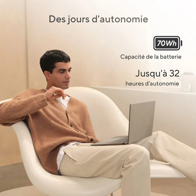 ASUS Zenbook A14 14" Laptop - Iceland Gray (Snapdragon X X1 26 100/16GB RAM/512GB SSD/Windows 11 Home)