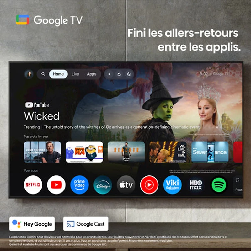 Téléviseur intelligent Google mini-DEL RGB HDR UHD 4K UR9SG de 65 po de Hisense (65UR9SG) - 2026