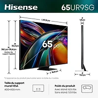 Téléviseur intelligent Google mini-DEL RGB HDR UHD 4K UR9SG de 65 po de Hisense (65UR9SG) - 2026