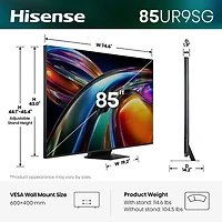 Hisense 85" UR9SG 4K UHD HDR RGB Mini-LED Smart Google TV (85UR9SG) - 2026