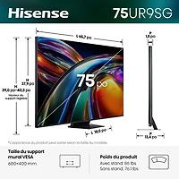 Téléviseur intelligent Google mini-DEL RVB HDR UHD 4K UR9SG de 75 po de Hisense (75UR9SG) - 2026