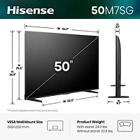 Hisense 50" M7SG 4K UHD HDR Hi-QLED Mini-LED AI Smart Google TV (50M7SG) - 2026