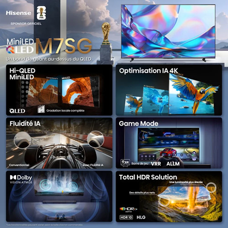 Téléviseur intelligent Google avec IA mini-DEL Hi-QLED HDR UHD 4K M7SG de 75 po de Hisense (75M7SG) - 2026