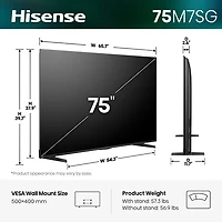 Téléviseur intelligent Google avec IA mini-DEL Hi-QLED HDR UHD 4K M7SG de 75 po de Hisense (75M7SG) - 2026