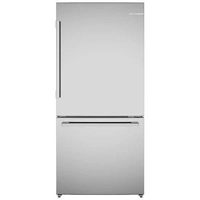 Boîte ouverte - Réfrigérateur à congélateur inférieur 17,2 pi³ 32 po 100 Series de Bosch (B33CM10SNS) - Acier inoxydable - Endommagé