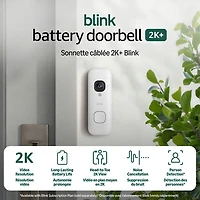 Sonnette vidéo Wi-Fi sans fil 2K+ de Blink - Blanc