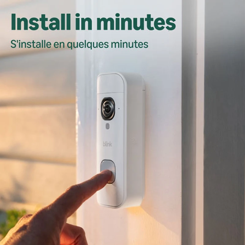 Sonnette vidéo Wi-Fi sans fil 2K+ de Blink - Blanc