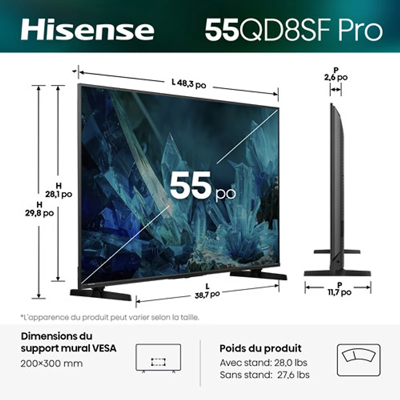 Hisense 55" QD8SF-Pro Series 4K UHD HDR Mini-LED QLED Fire TV Smart TV (55QD8SF Pro) - 2026 - Only at Best Buy