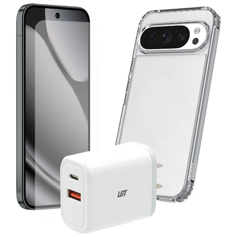 TUFF8 3-in-1 Accessory Starter Bundle for Pixel 10 Pro - Clear