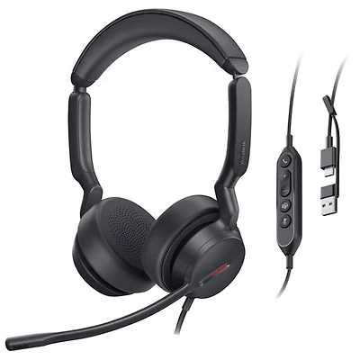 Yealink UH44 AI Noise Cancellation Wired Headset with Microphone - Black