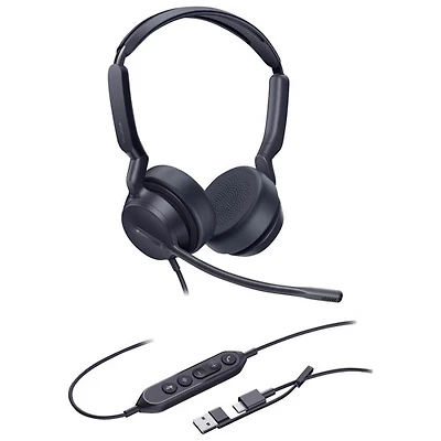 Yealink UH42 Noise Cancellation Wired Headset with Microphone - Black